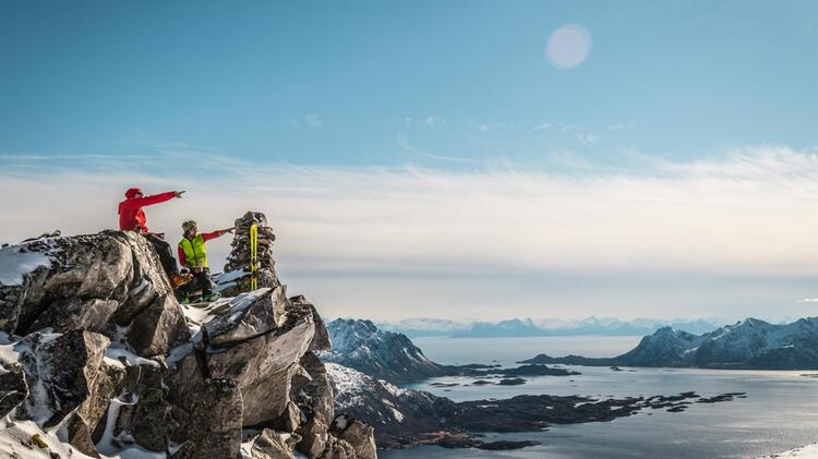 Gipfel Szenerie Mit Meerblick In Norwegen Auf Den Lofoten
